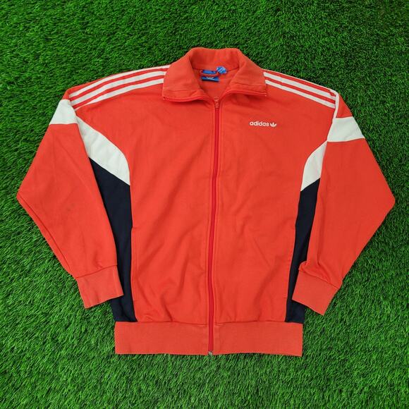 ADIDAS Colorblock Track Jacket Medium 21x26 Baggy Red Stripes - Picture 1 of 16